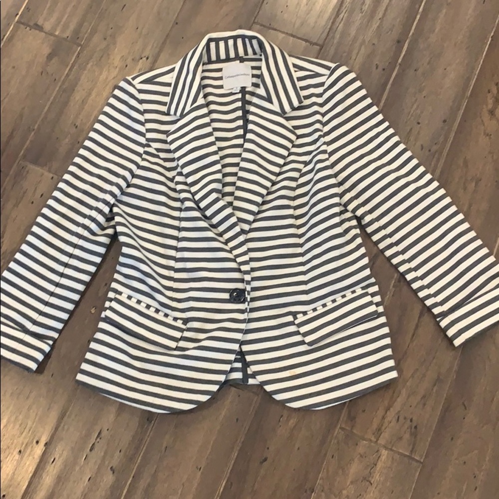 Catherine Malandrino gray and white stripe blazer